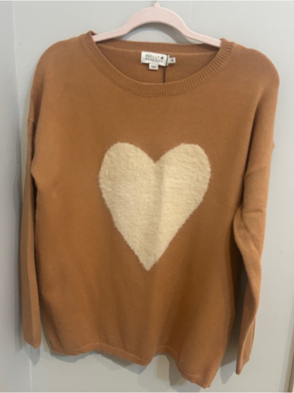 Women's Heart Sweater in Camel by No Brand